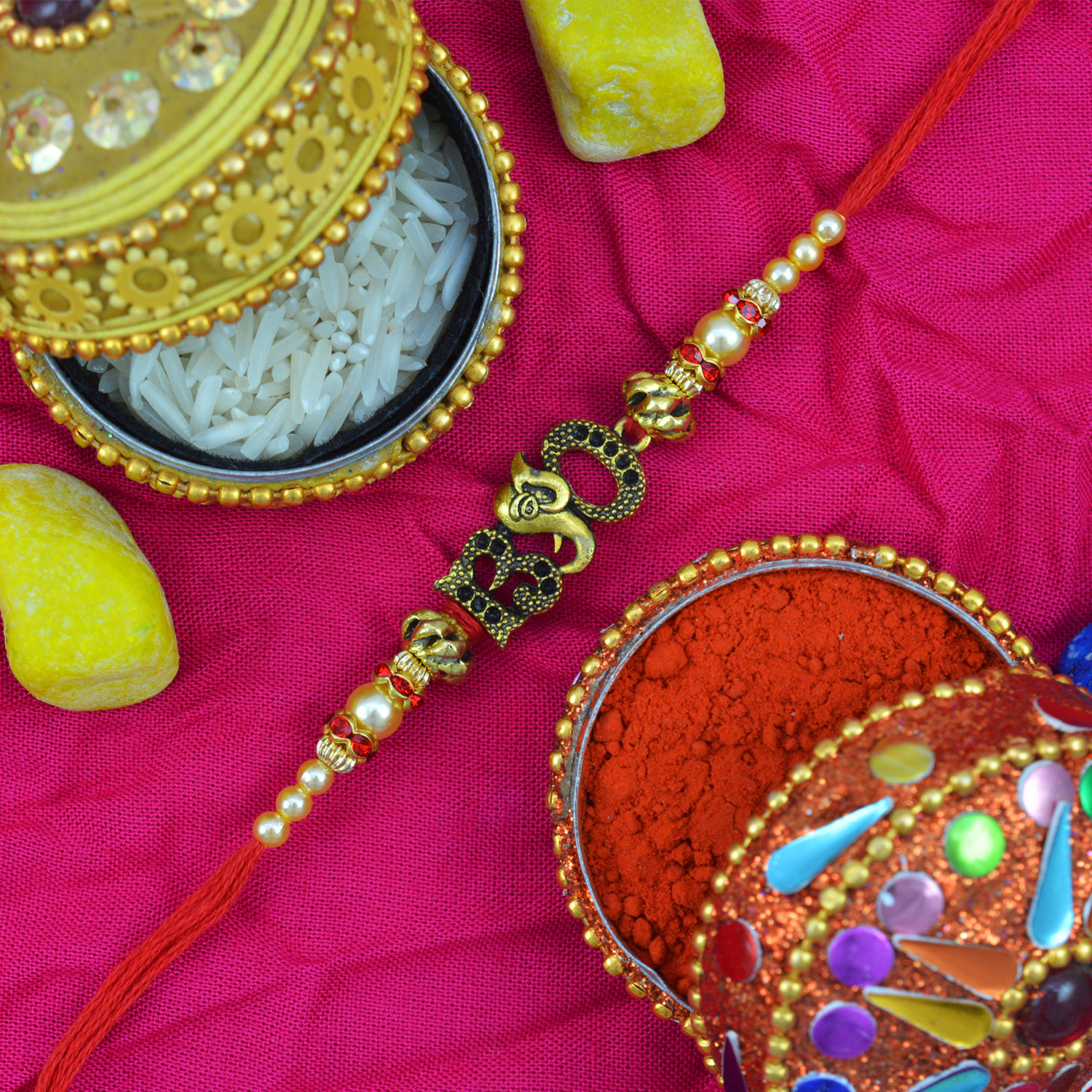 Bro Rakhi with Inner Ganesh ji and golden Beads