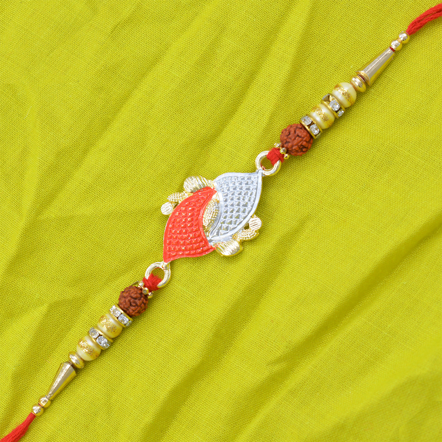 Amazing Rakhi with Multicolor Beads and Rudraksh