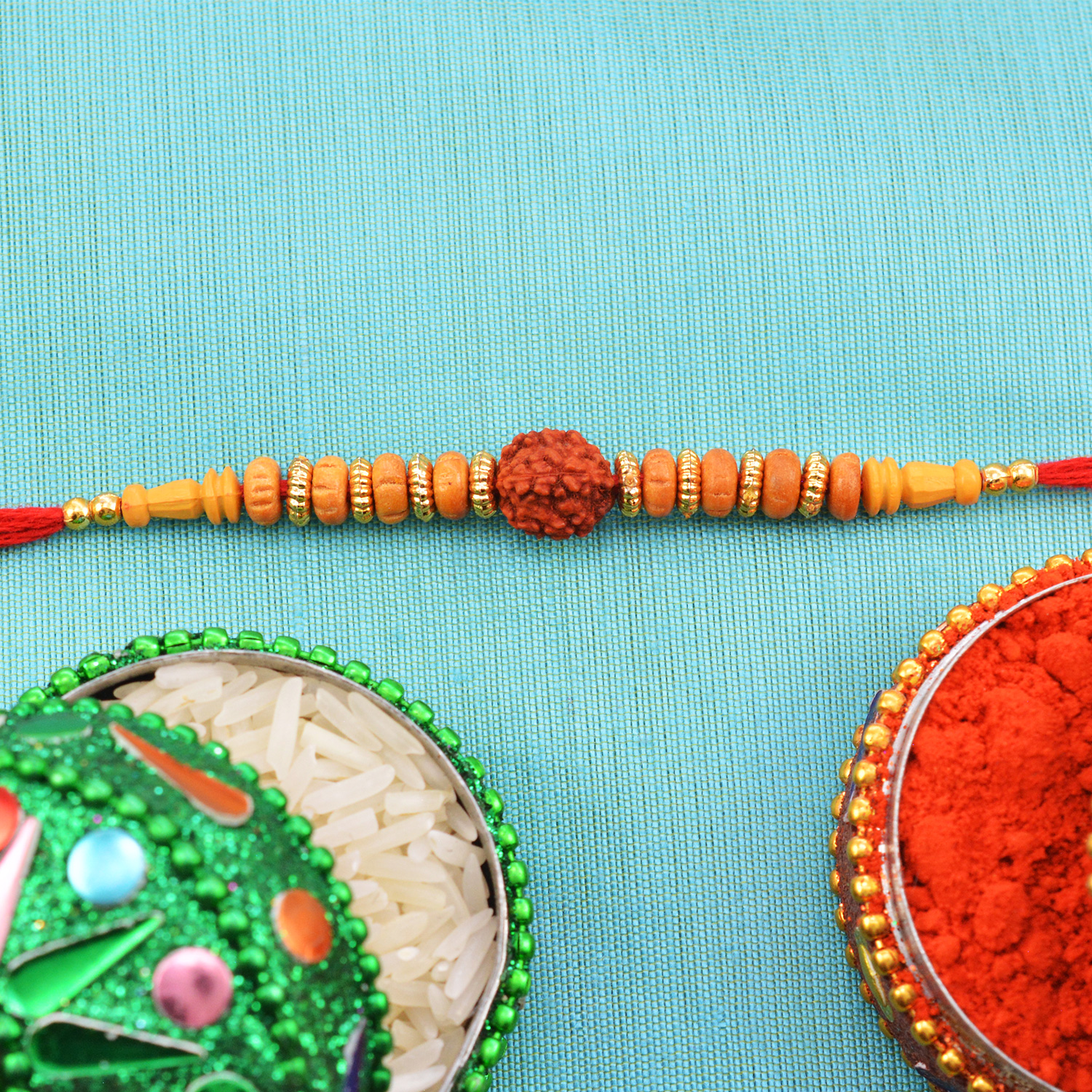 Rudraksh Rakhi With Multicolor Beads