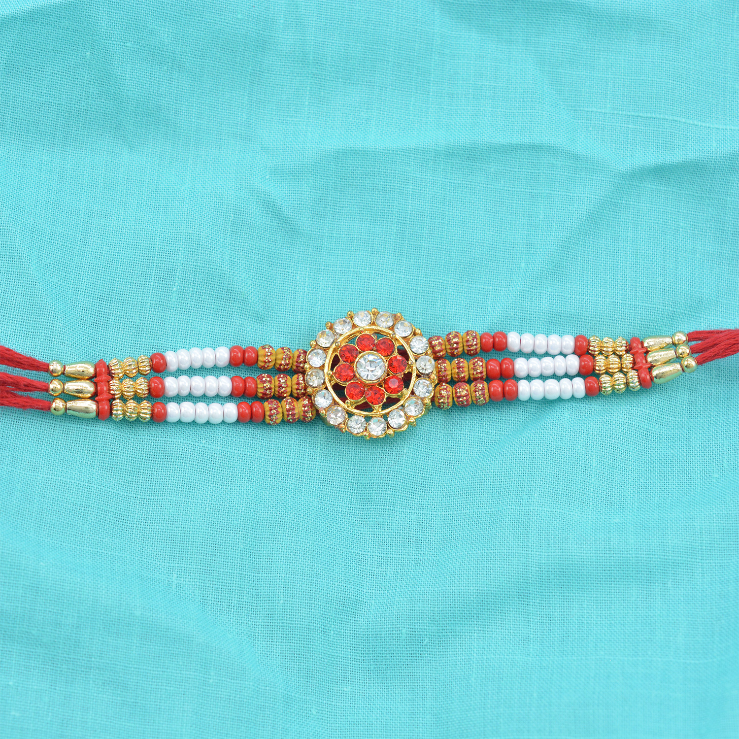 Circular Shape Jewel and Amazing Beads Rakhi for Brother
