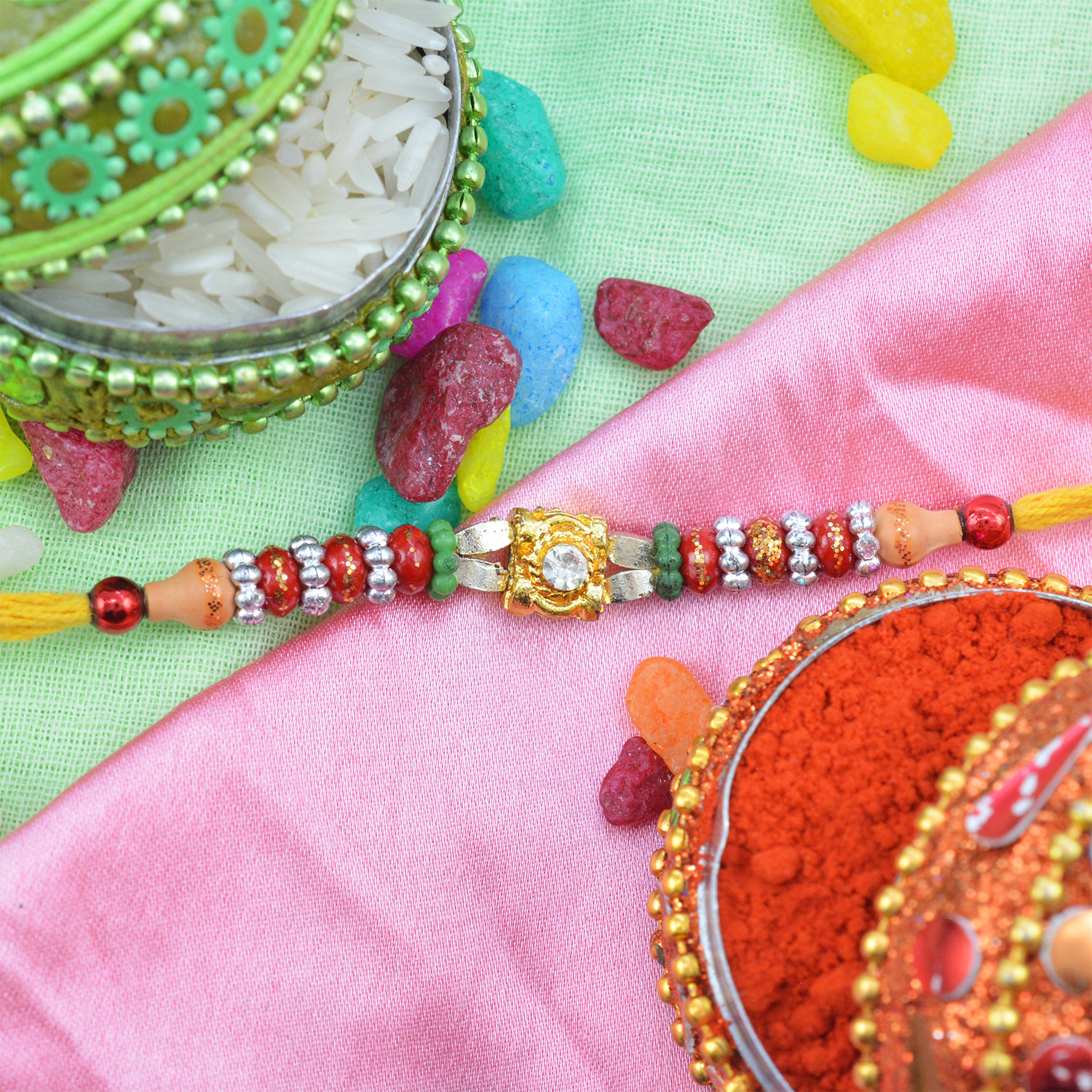 Different Color of Beads in Single Astounding Rakhi