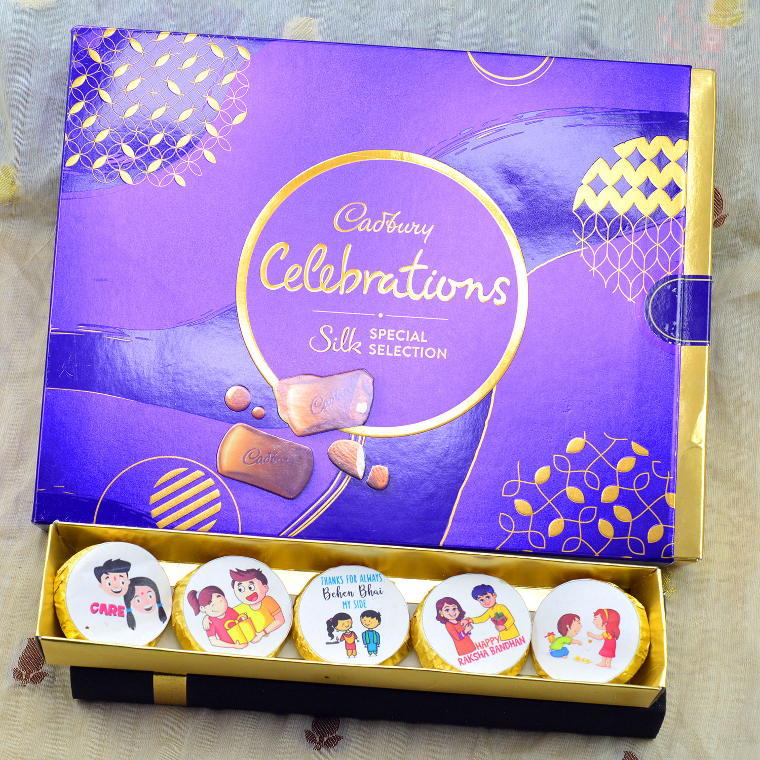 Handmade Chocolate Pack with Special Silk Addition Cadbury Celebration Small