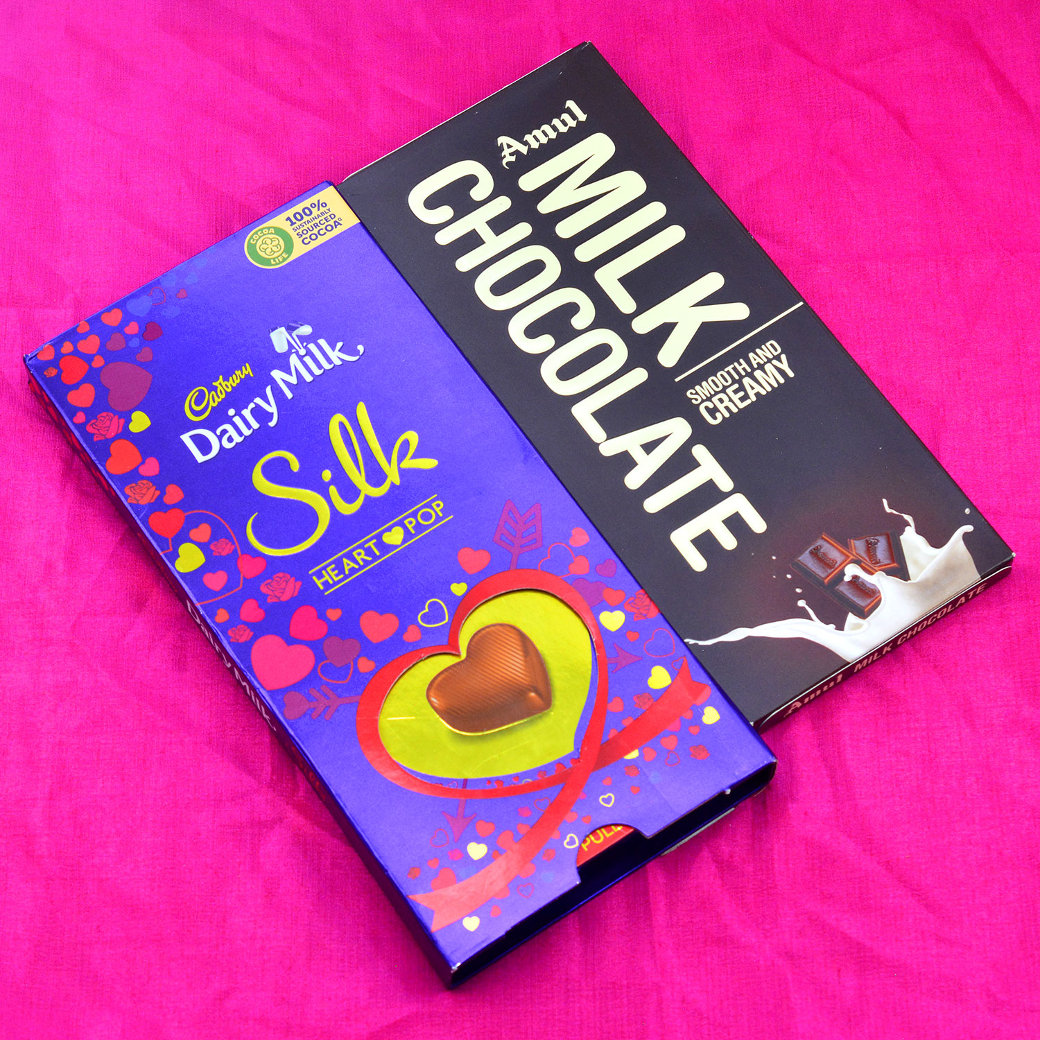 Cadbury Silk Heart Pop With Amul Creamy Milk Chocolates