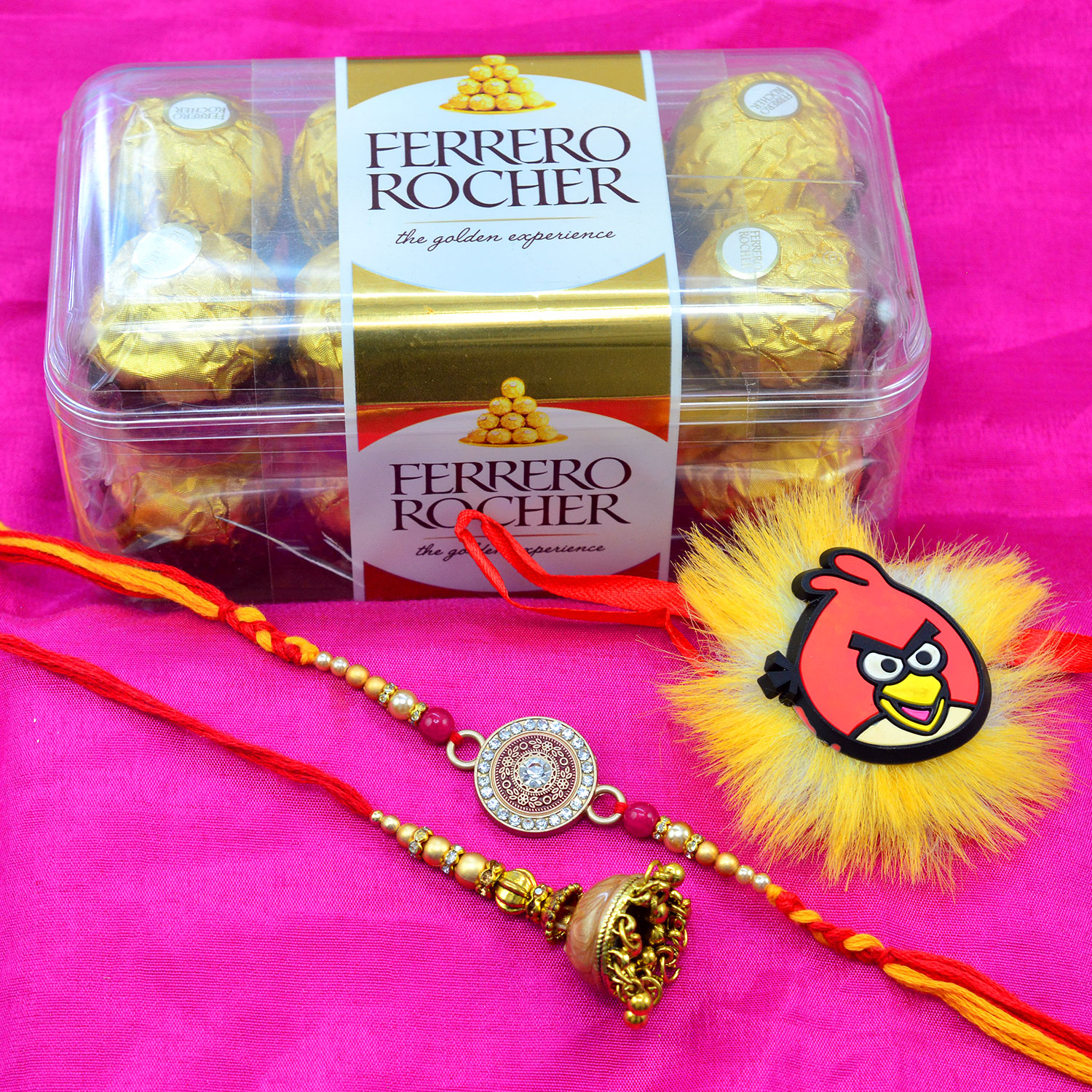Rakhi for Bhaiya Bhabhi and Kid with 16 Pieces Ferrero Rocher