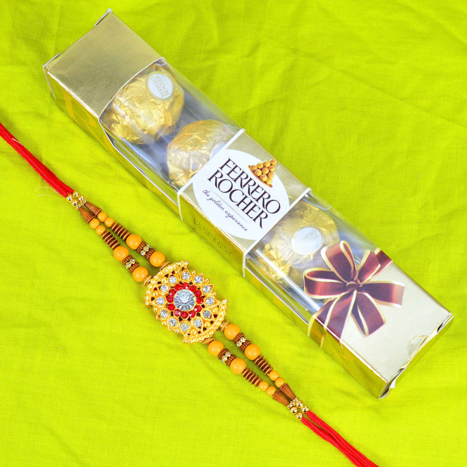 Samll Ferrero Rocher 4 Pieces Chocolate with Single Amazing Brother Rakhi