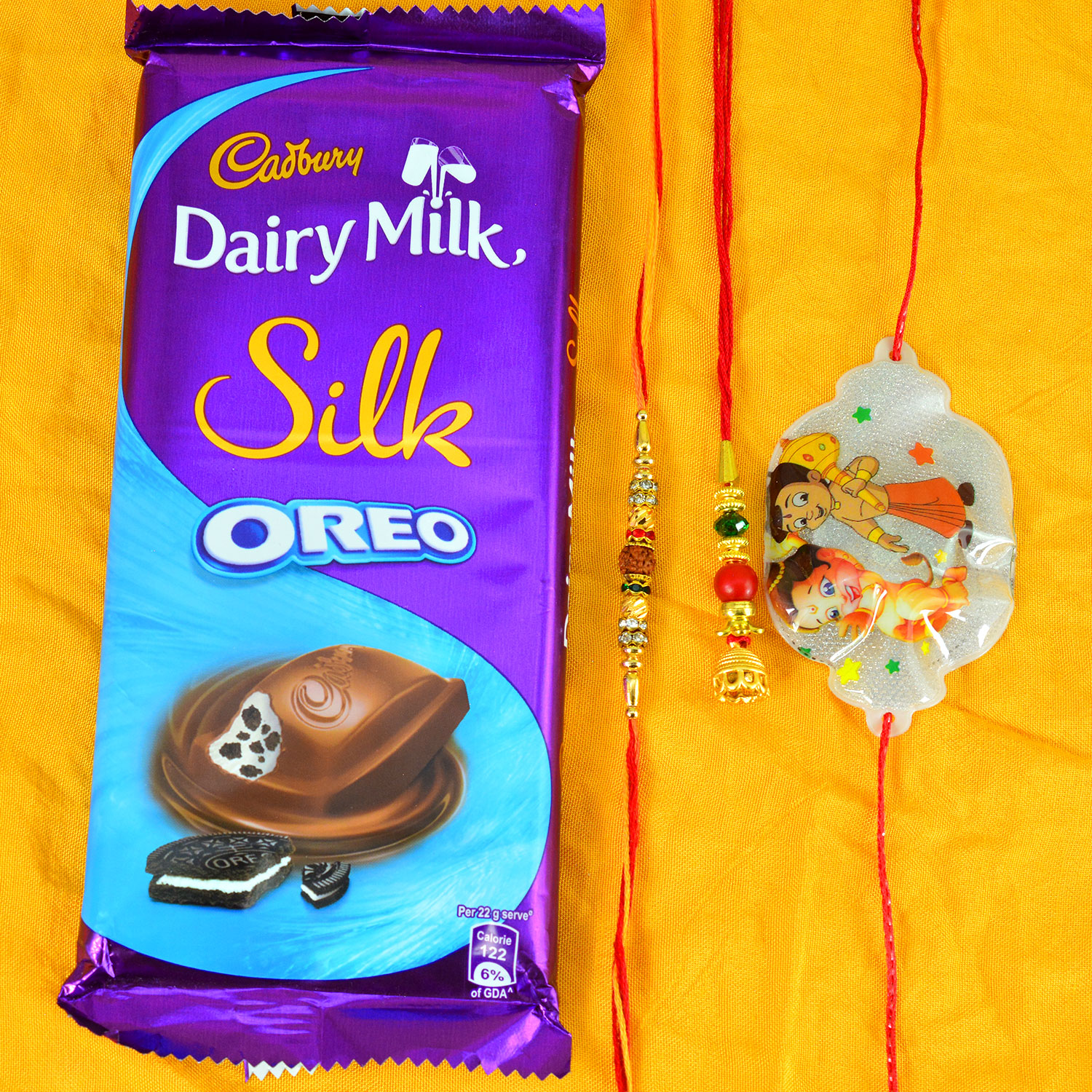 Family Rakhis Set with Tasty Cadbury Silk Oreo Chocolate