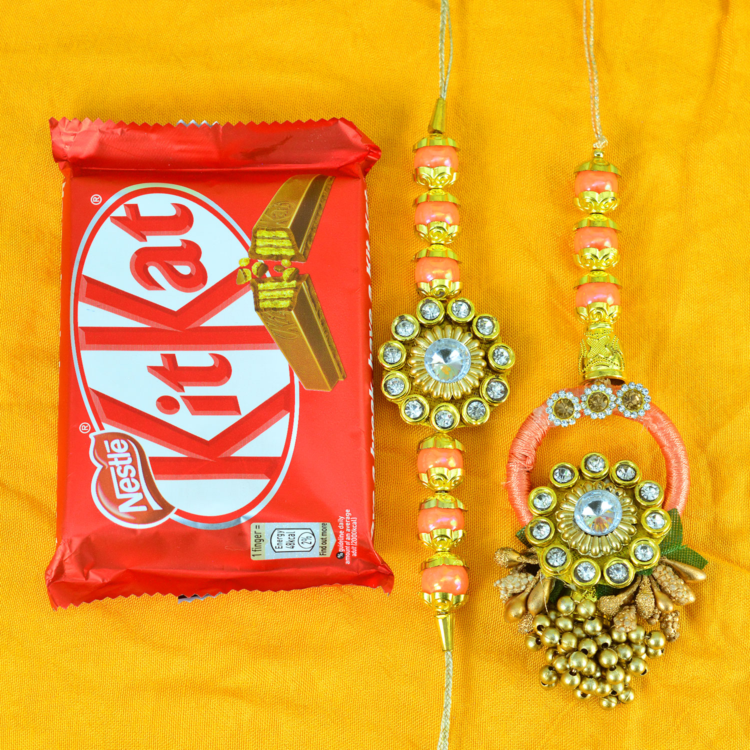 Bhaiya Bhabhi Rakhi Set with Delicious Nestle Kitkat Small