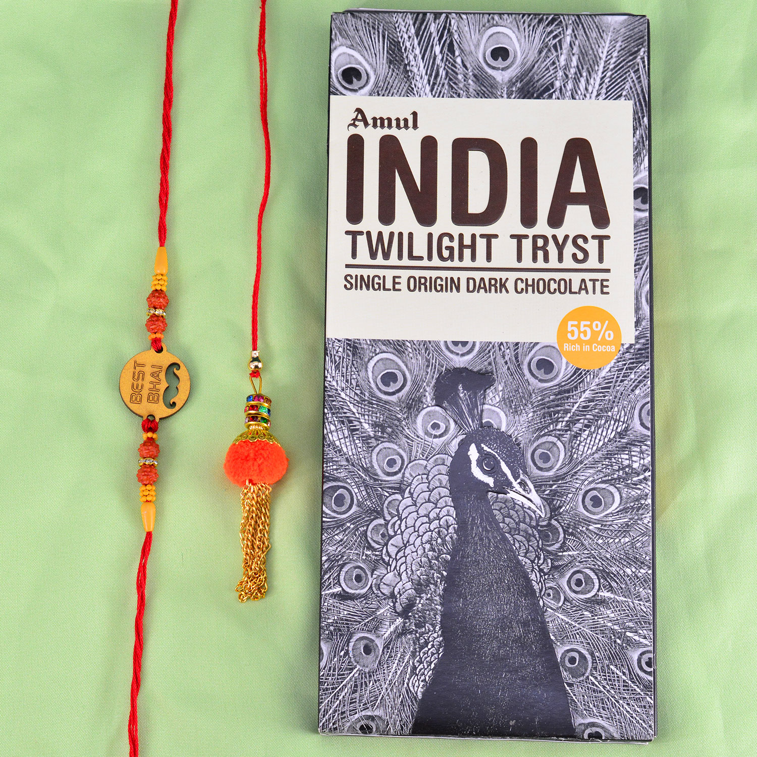 Buy or send Best Bhai Rakhi with Lumba Rakhi and Amul Twilight Tryst Single  Origin Dark Chocolate Online