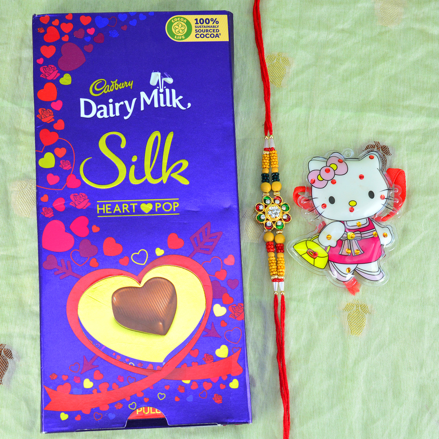 Silk Heart Pop Chocolate with Rakhi for Brother and Kid