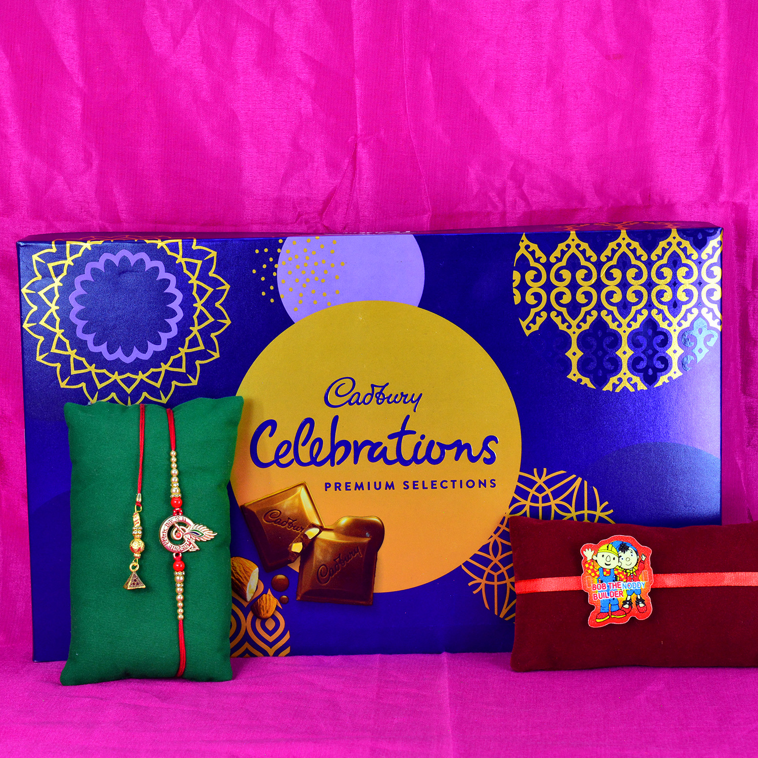 God Brother Rakhi with Lumba and Kid Rakhi with Chocolate of Silk Celebration Big