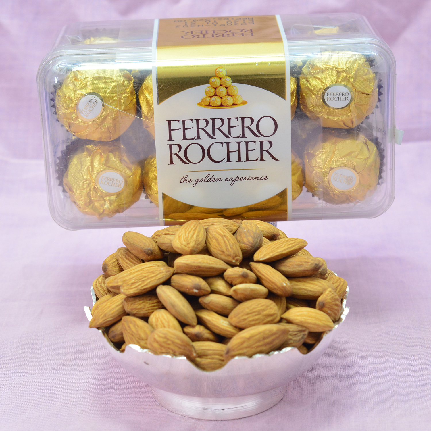 16 Pc Ferrero Rocher Chocolate with Tasty Branded Fresh Almonds or Badam