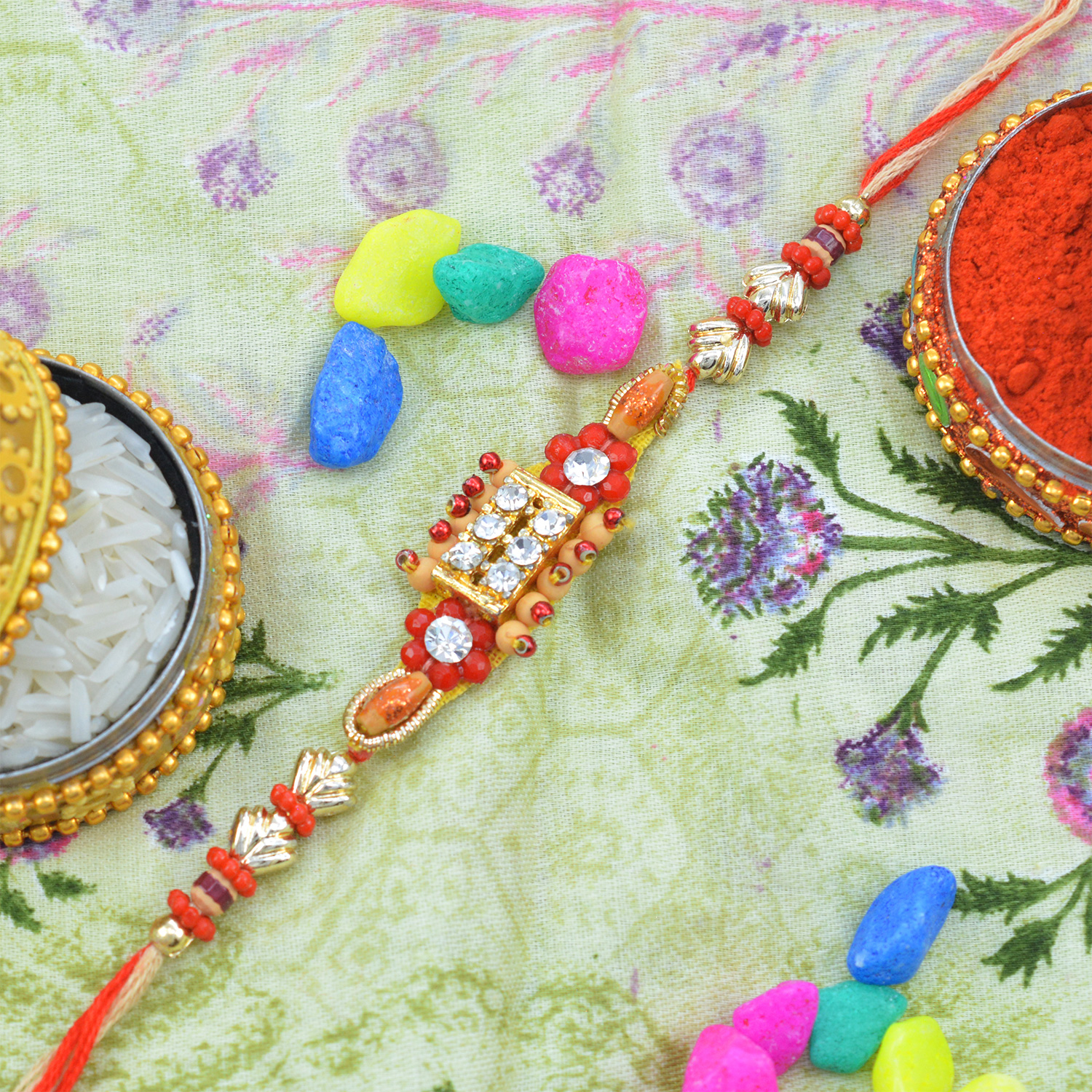 Colorful Newly Design Majestic Fancy Rakhi of Jewel and Beads