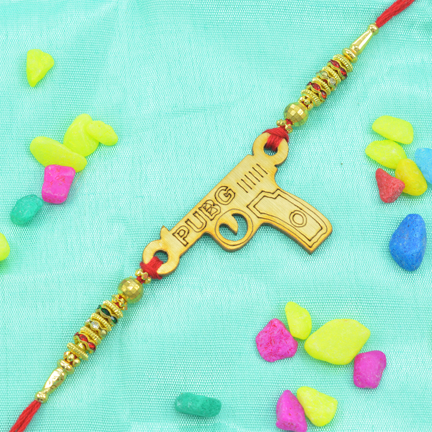 Modern Pubg Game Design Awesome Wooden Fancy Rakhi for Brother