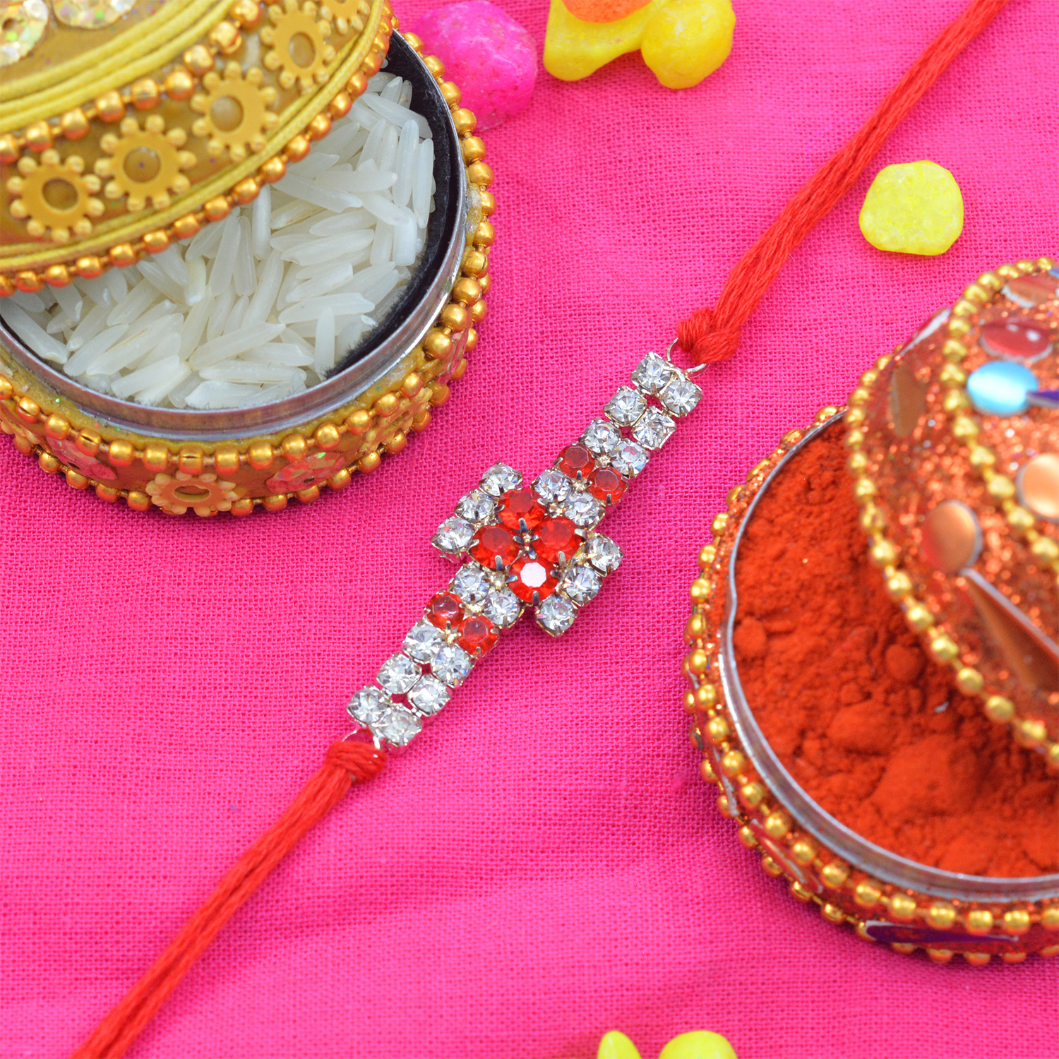 Graceful Colorful Square Studded with Gorgeous Jewels