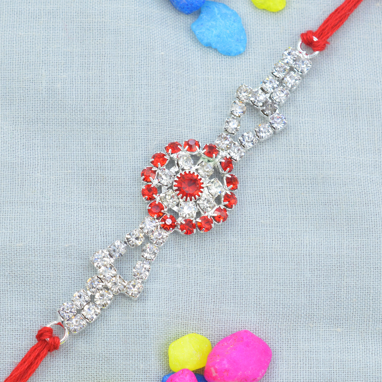 Magnificent Shining Flower with Graceful Diamonds in Silk Thread