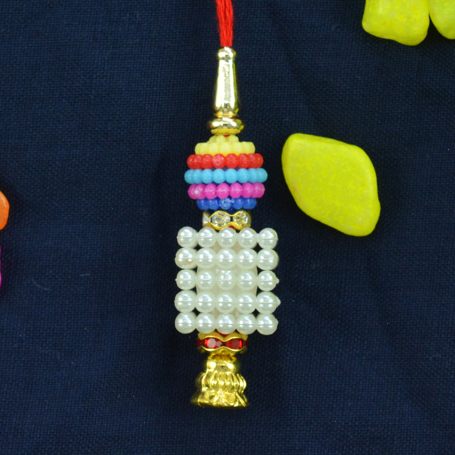 Colorful Beads Square Design Special New Elegant Lumba Rakhi
