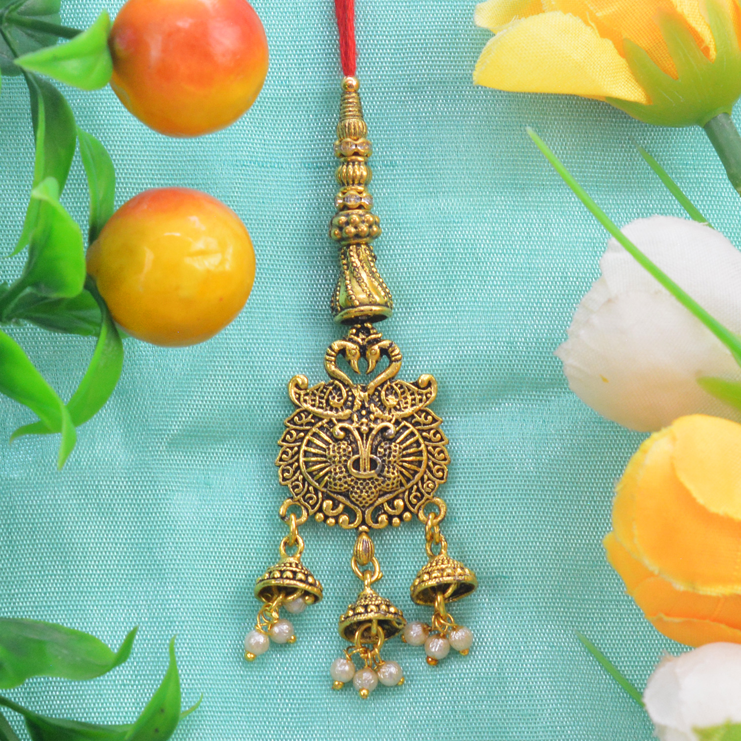 Amazingly Design New Awesome Golden Lumba Rakhi for Bhabhi