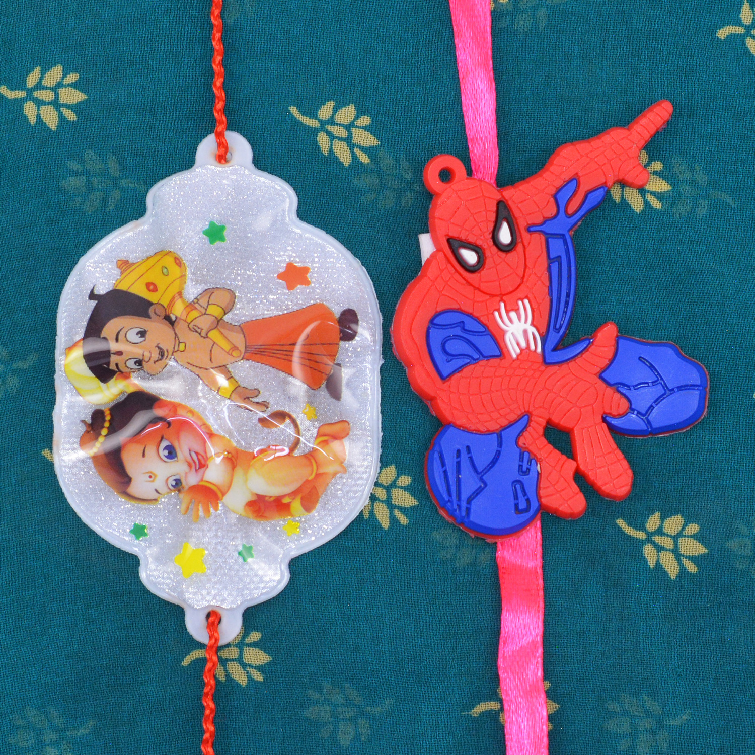 Chota Bheem and Small Ganesha Kid Rakhi with Spider Man Kid Rakhi Set of 2 Kids Rakhi