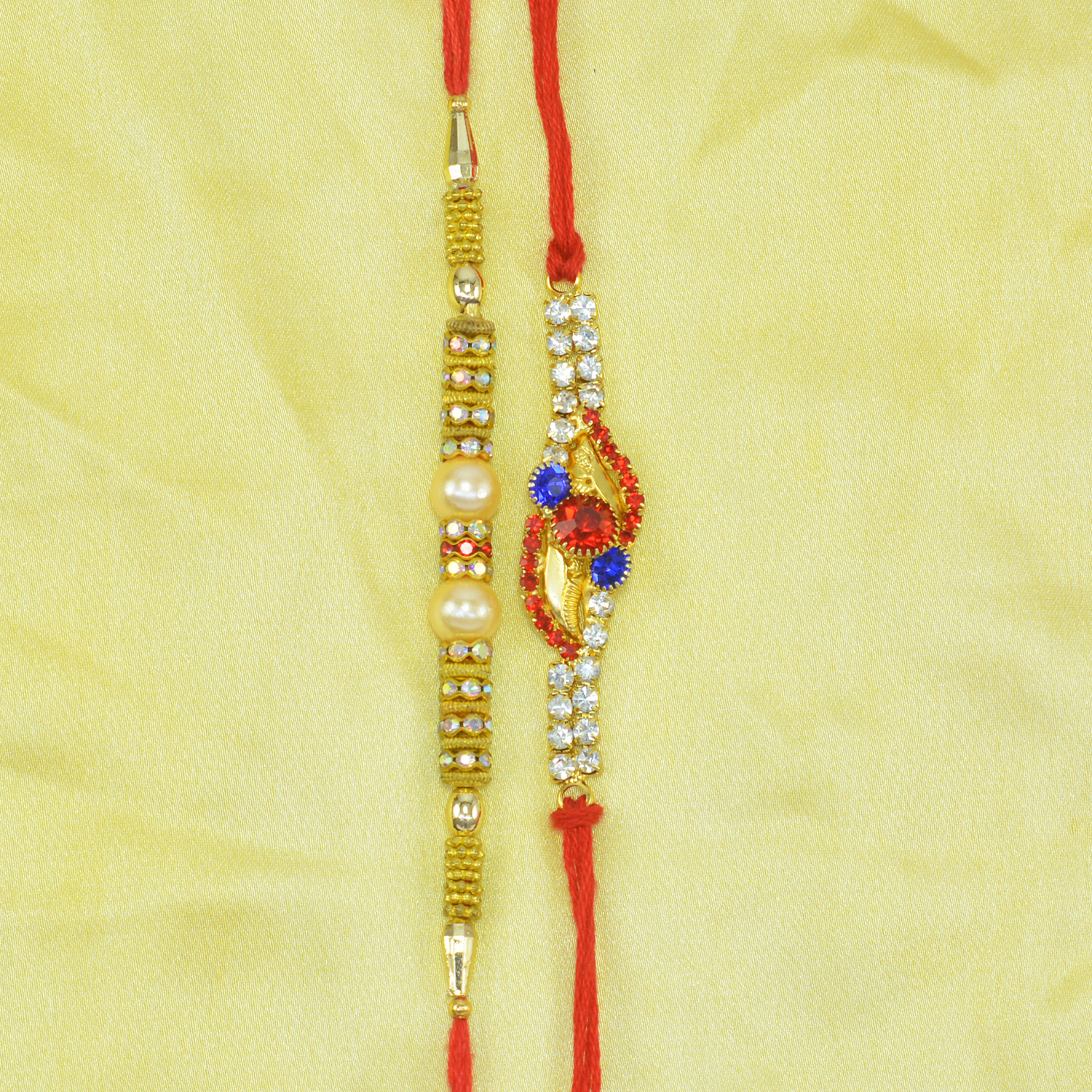 Simple Thread and Jewel Design Two Awesome Looking Brother Rakhis Set
