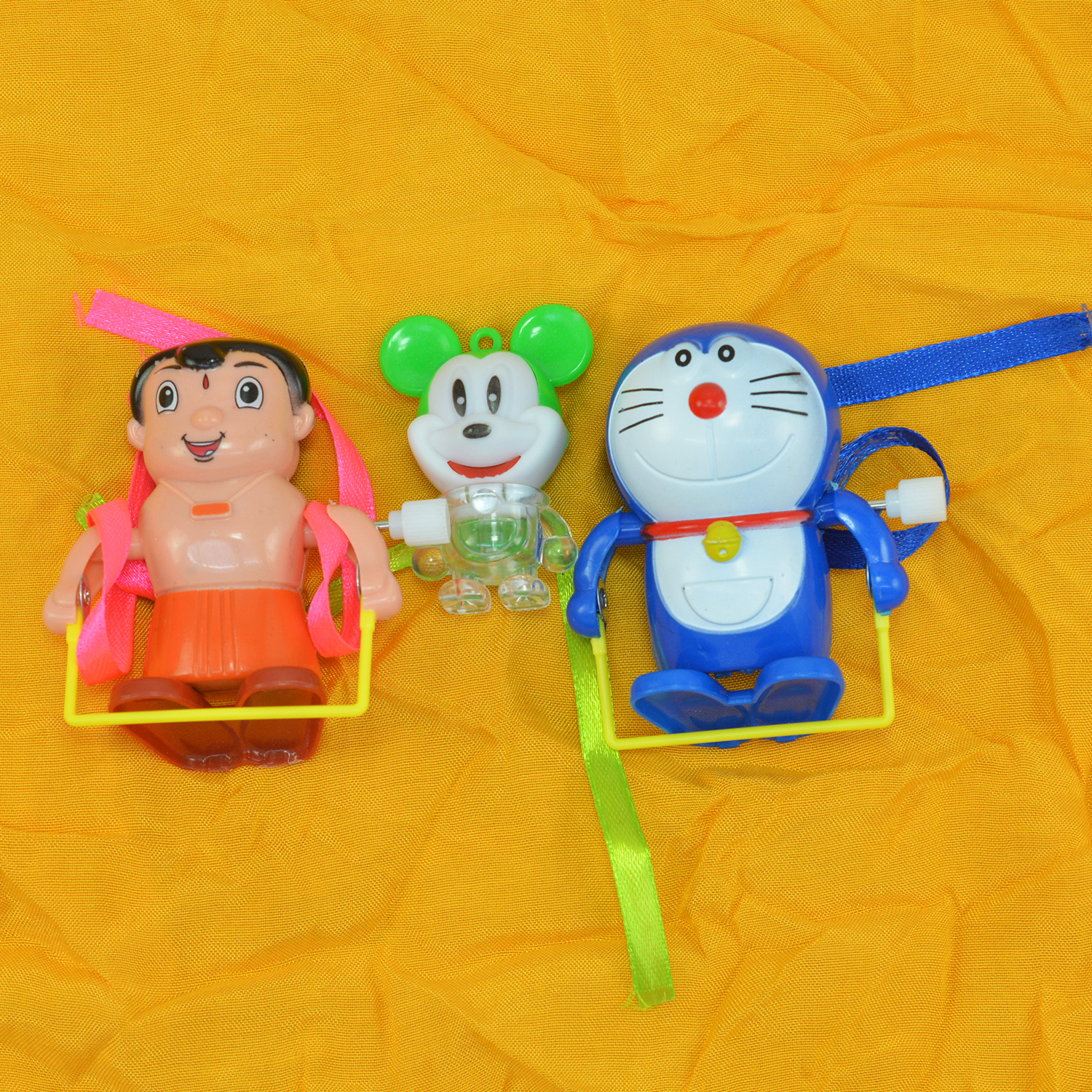 Walking Chota Bheem and Doremon Kids Rakhi with Mickey Mice Toys Rakhis for 3 Kids