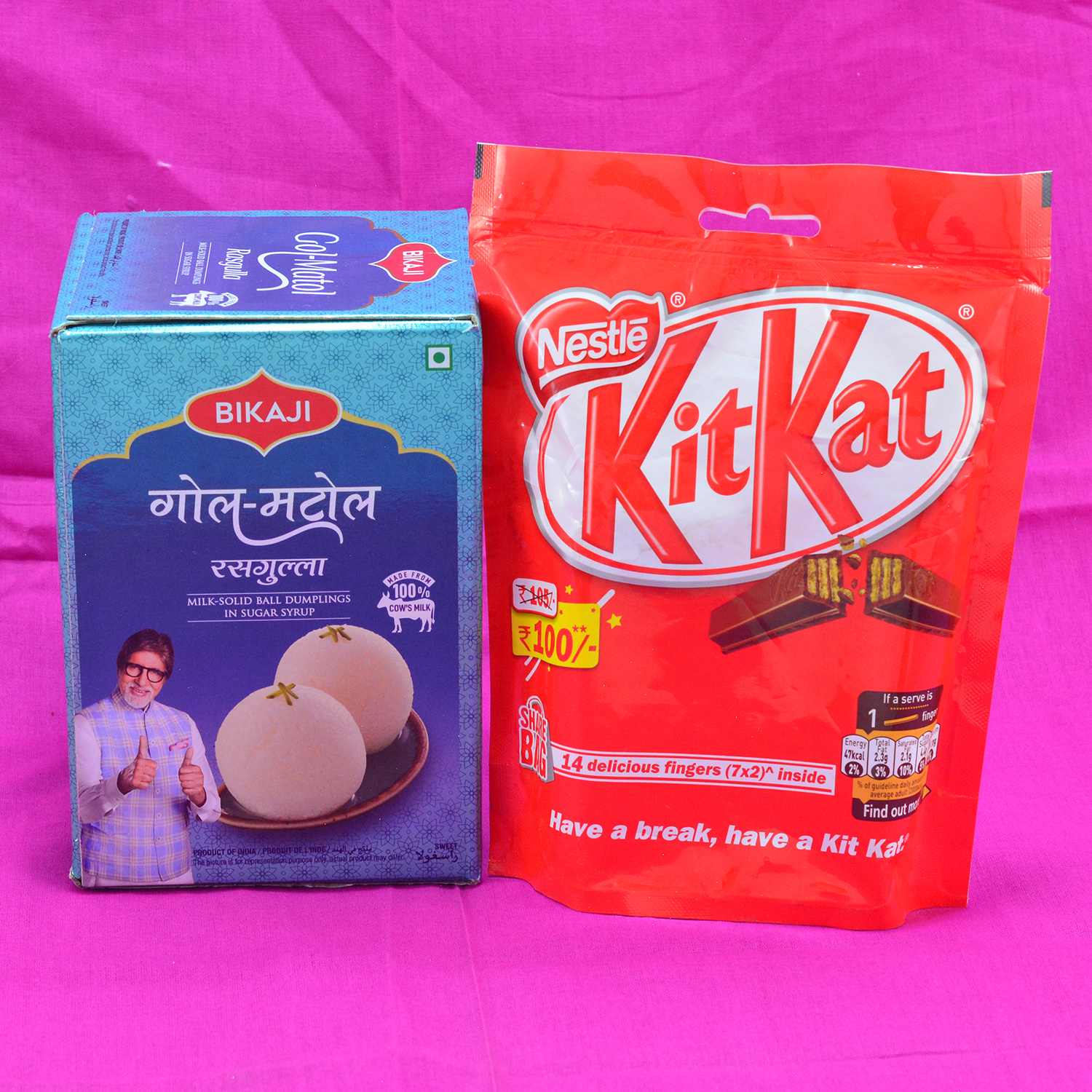 Luscious Bikaji Gol Matol Rasgulla with Yummy Nestle Kitkat