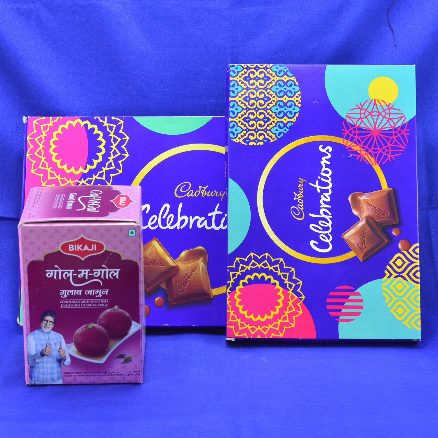 Delectable 2 Pcs Cadbury Celebrations with Tasty Bikaji Gol Matol Gulab Jamun