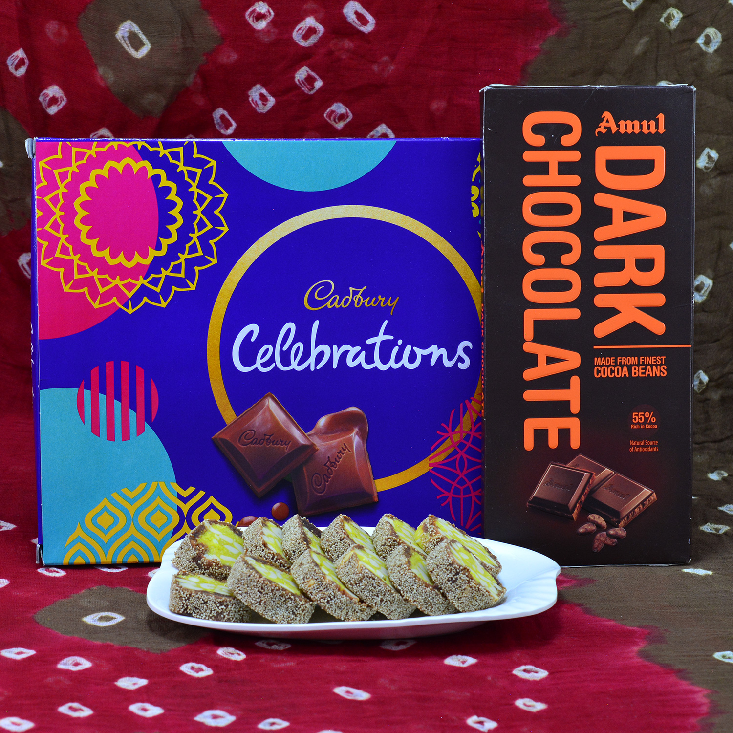 Savory Anjeer Chakra with Finger Licking Cadbury Celebrations with Amul Dark Chocolates Hamper