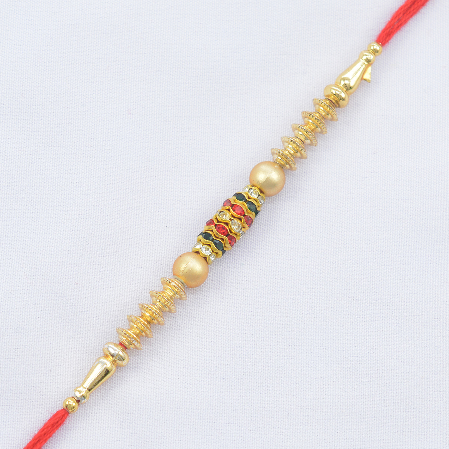 Amazing Multi-color Jewel Thread Rakhi with Attractive White Pearl 