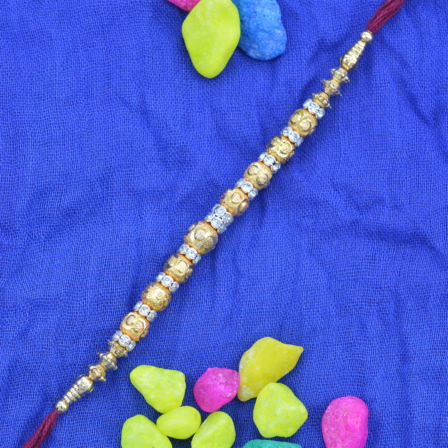 Amazing Multicolor Beads and Diamond Work Rakhi for Bhaiya