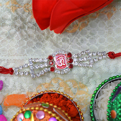 OM in Red Base with Red and White Color Diamonds