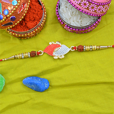 Amazing Rakhi with Multicolor Beads and Rudraksh