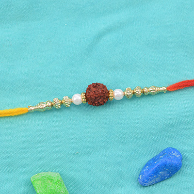 Rudraksh Rakhi with Golden color Beads