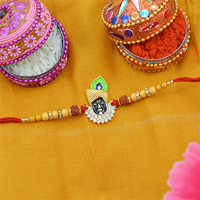 Shrinath ji Designed Rakhi with Rudraksh and Beads