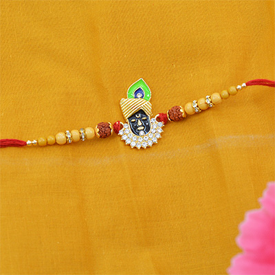 Shrinath ji Designed Rakhi with Rudraksh and Beads
