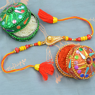 Shivling Designer Rakhi with Multicolor Beads