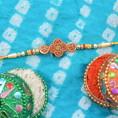 Shree and Om Rakhi in Multicolor Beads