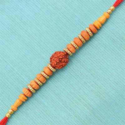 Rudraksh Rakhi With Multicolor Beads