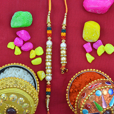 Simple But Amazing Looking Golden Beads Bhaiya Bhabhi Rakhi