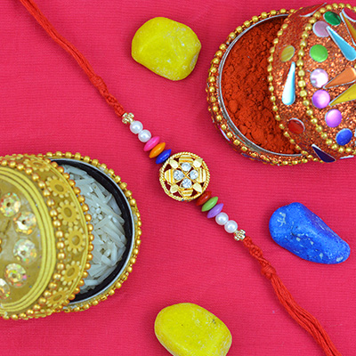 Small But Multi Colored Amazing Looking Beads Rakhi for Brother