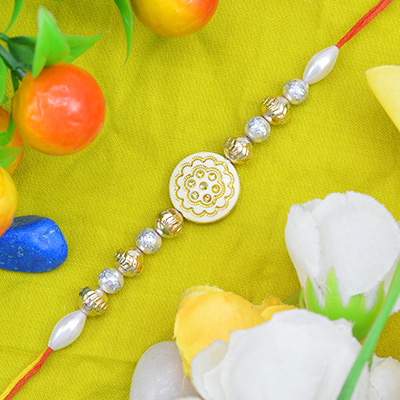 Most Glorious Looking while and Silver Color Beads Rakhi