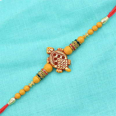 Special Tortoise Rakhi with Sandalwood type Beads
