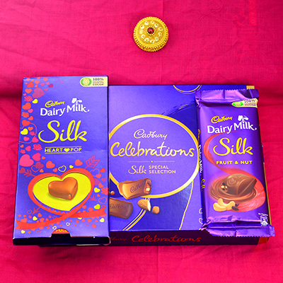 Tempting Cadbury Silk Celebration with Silk Heart Pop and Fruit n Nut