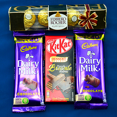 2 Small Tasty Dairy Milk with Kitkat Brownie and Ferrero Rocher Pack of 4