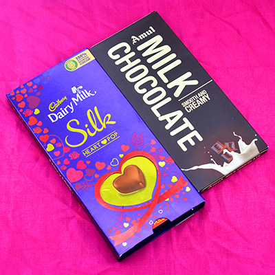 Cadbury Silk Heart Pop With Amul Creamy Milk Chocolates