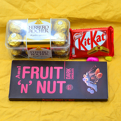 16 Pieces Ferrer Rocher with Nestle Kit Kat and Amul Fruit n Nut