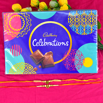2 Ganesha Beaded Sacred Rakhi with Cadbury Celebration Small