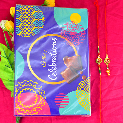 Peacock Designed Bhaiya Bhabhi Rakhi Set with Cadbury Celebration Small
