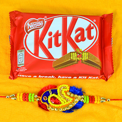 Nestle Kitkat Small Chocolate with Zardosi Work Brother Rakhi