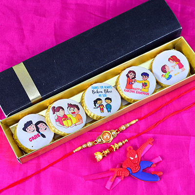 Bhaiya Bhabhi and Kid Rakhi Set with Handmade 5 Pack Chocolate