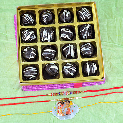 2 Brother 1 Kid Rakhi with Handmade Milky Amazing Chocolates